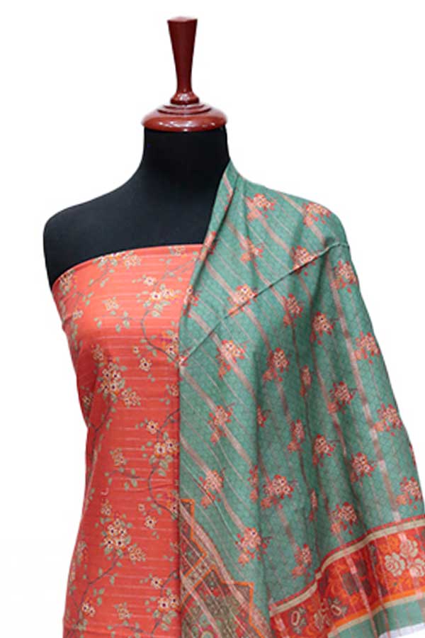 BA Zari Print Khaddar`24 D#01 Orange