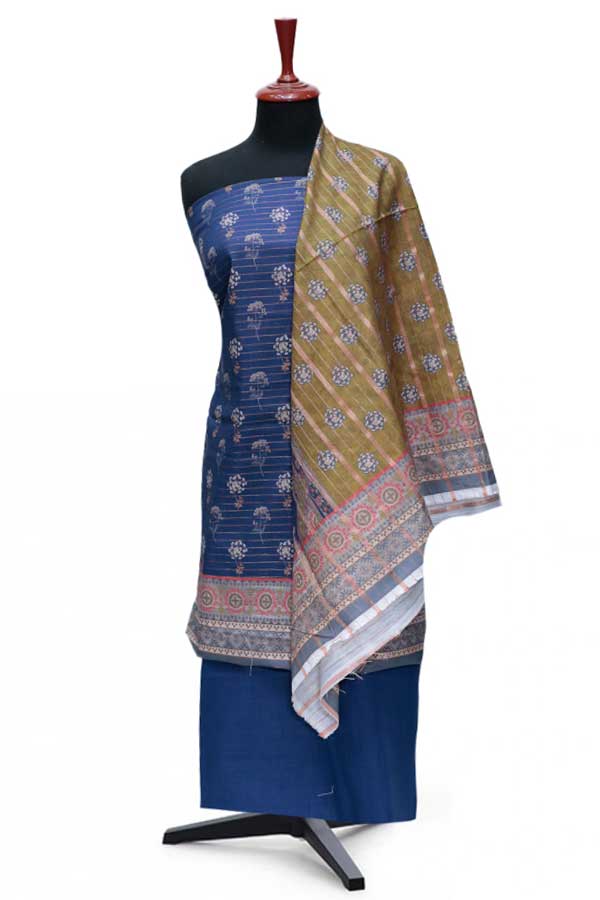 RA Zari Print Khaddar`24 D#01 Royal Blue