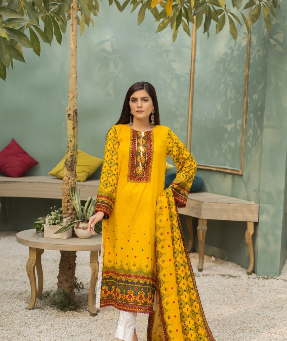 Ittehad Crystal Lawn'21 D # 21140 Yellow