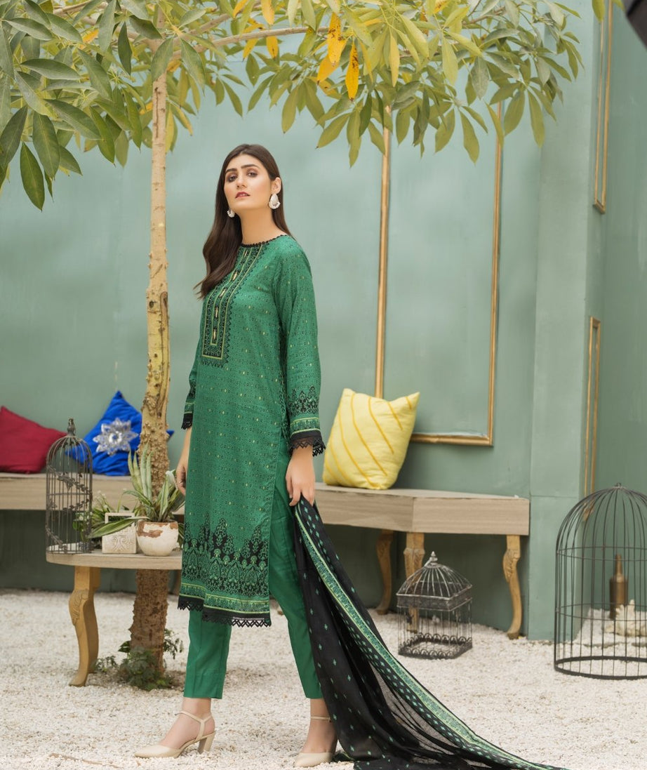 Ittehad Crystal Lawn'21 D # 21132 D Green