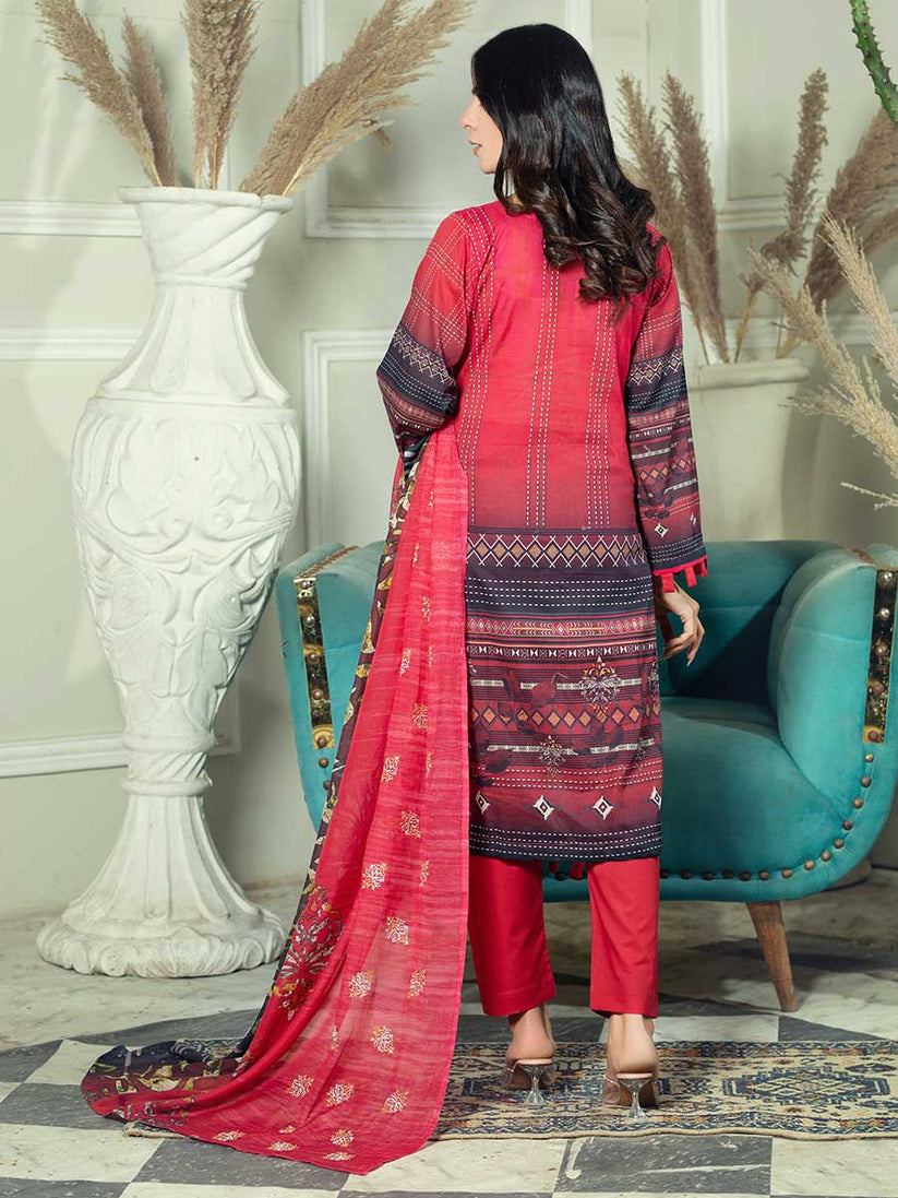 Aalaya R/Mehtab Emb Lawn`23 D#1 (Red)