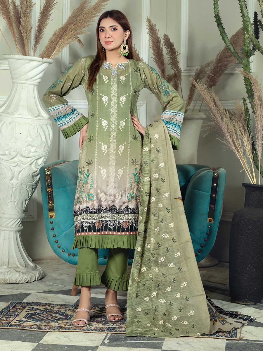 Aalaya R/Mehtab Emb Lawn`23 D#1 (Green)