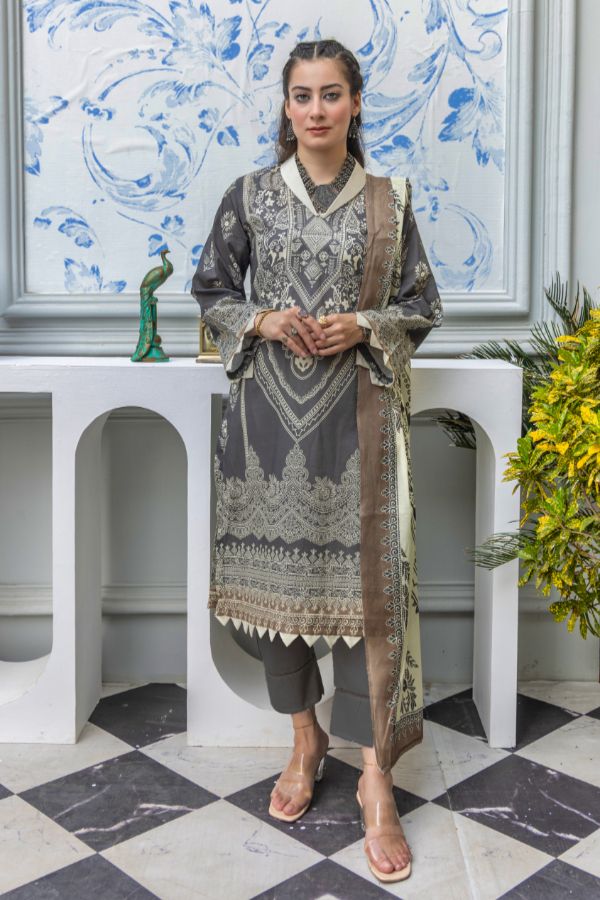 Rahat Premium Lawn`26 (Vol-3) D#01 D-GREY