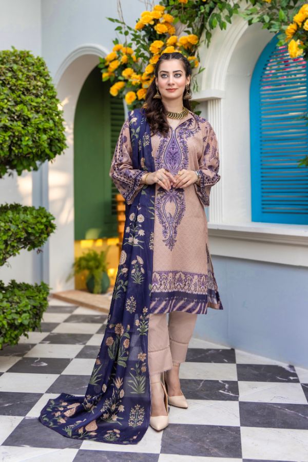Rahat Premium Lawn`26 (Vol-3) D#01 L-BROWN