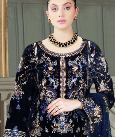 Ramsha Velvet Collection`22 VC#401 (Blue)
