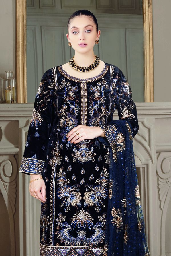 Ramsha Velvet Collection`22 VC#401 (Blue)