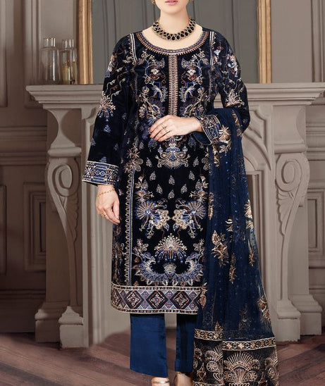 Ramsha Velvet Collection`22 VC#401 (Blue)