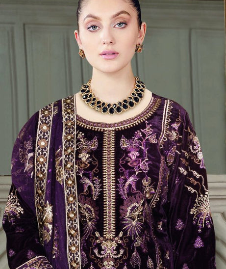 Ramsha Velvet Collection`22 VE#401 (Plum)