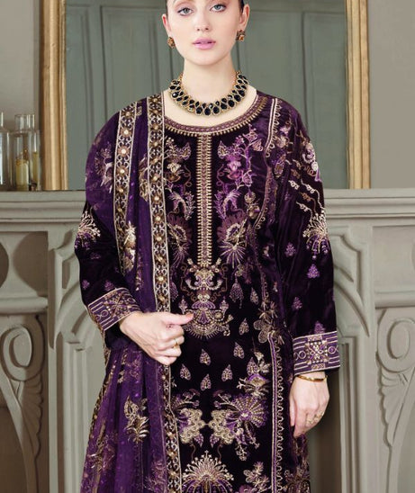 Ramsha Velvet Collection`22 VE#401 (Plum)