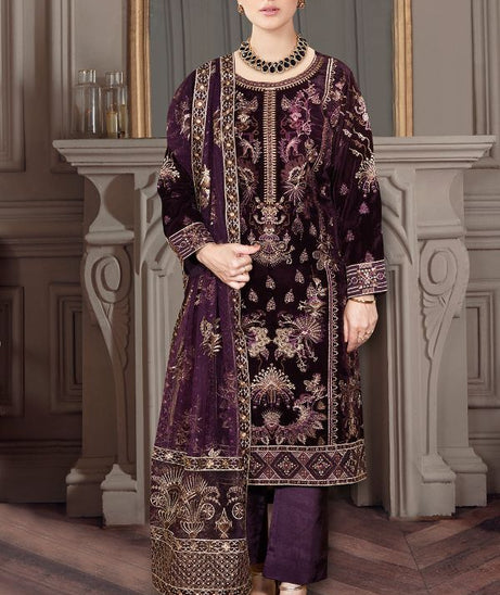 Ramsha Velvet Collection`22 VE#401 (Plum)