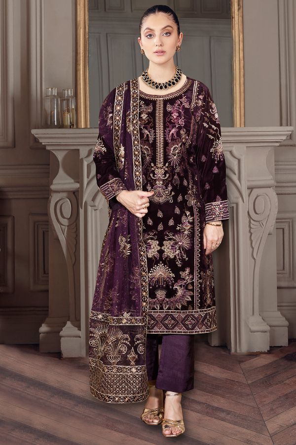 Ramsha Velvet Collection`22 VE#401 (Plum)