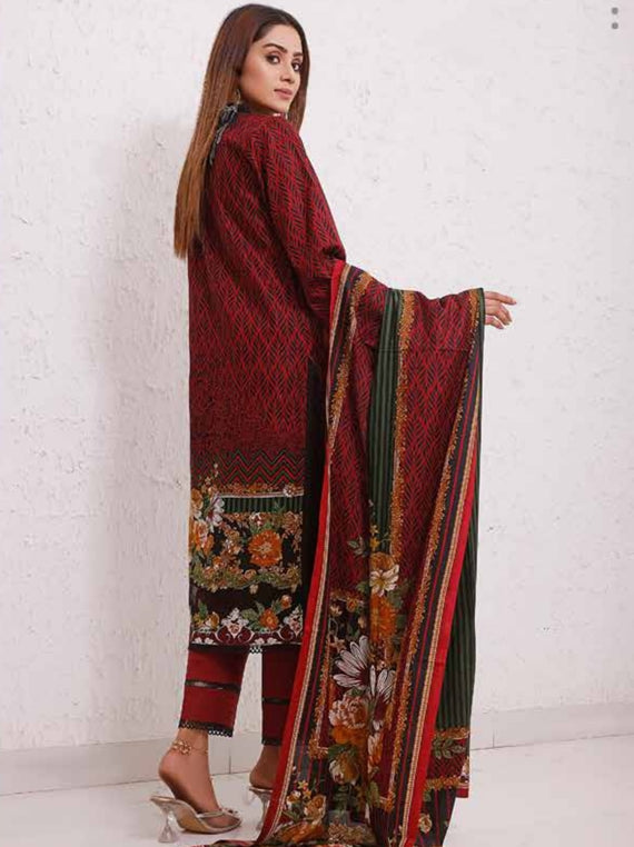 Roshni Print Lawn`22 D#901 Red