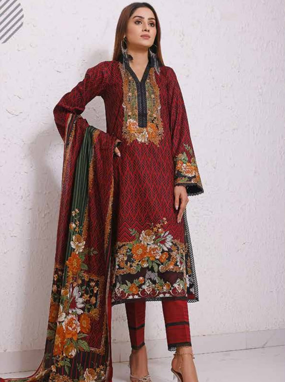 Roshni Print Lawn`22 D#901 Red