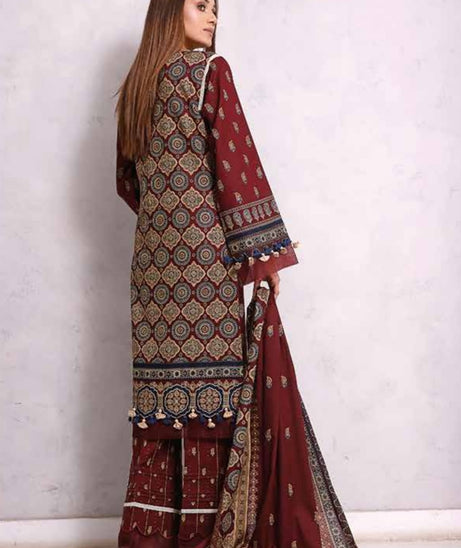 Roshni Print Lawn`22 D#903 Maroon