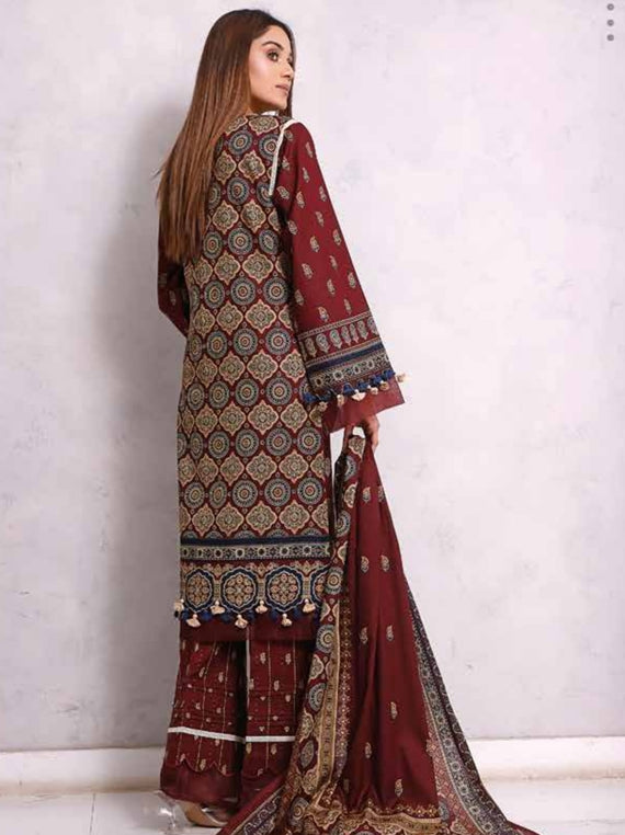 Roshni Print Lawn`22 D#903 Maroon