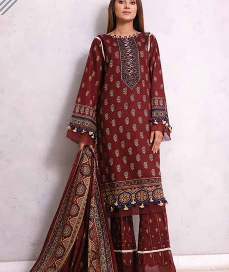 Roshni Print Lawn`22 D#903 Maroon