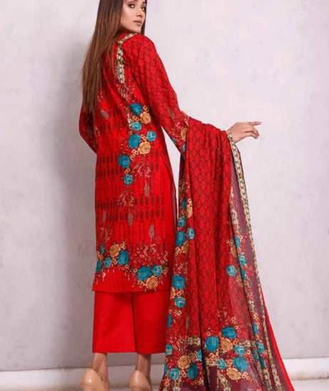Roshni Print Lawn`22 D#904 Red
