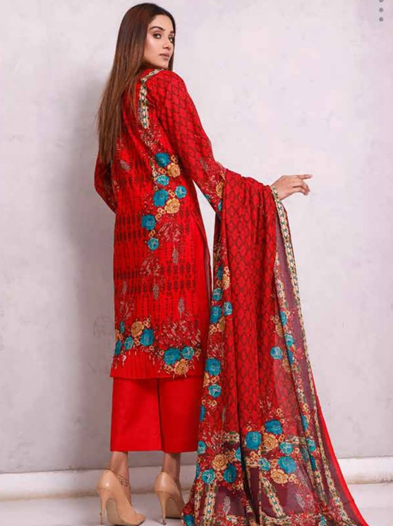 Roshni Print Lawn`22 D#904 Red