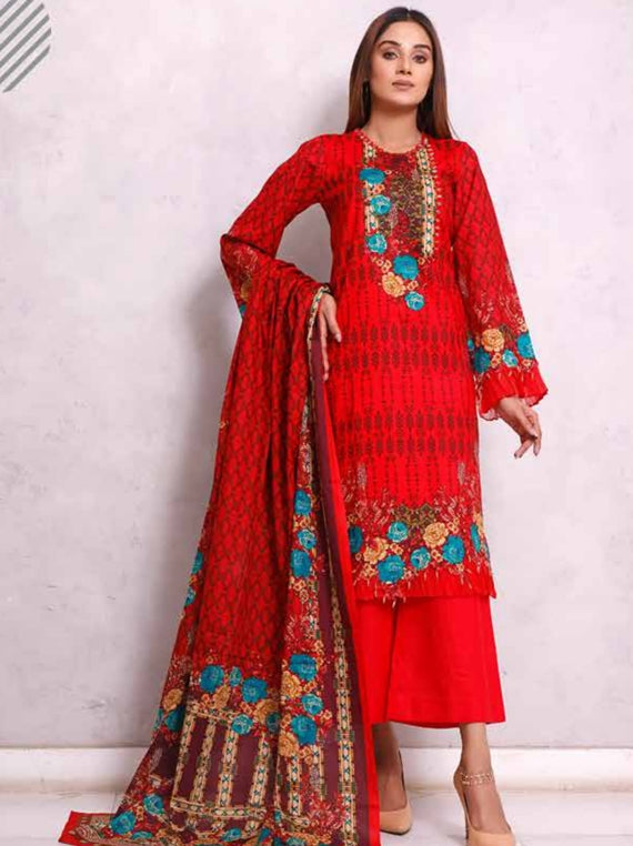 Roshni Print Lawn`22 D#904 Red