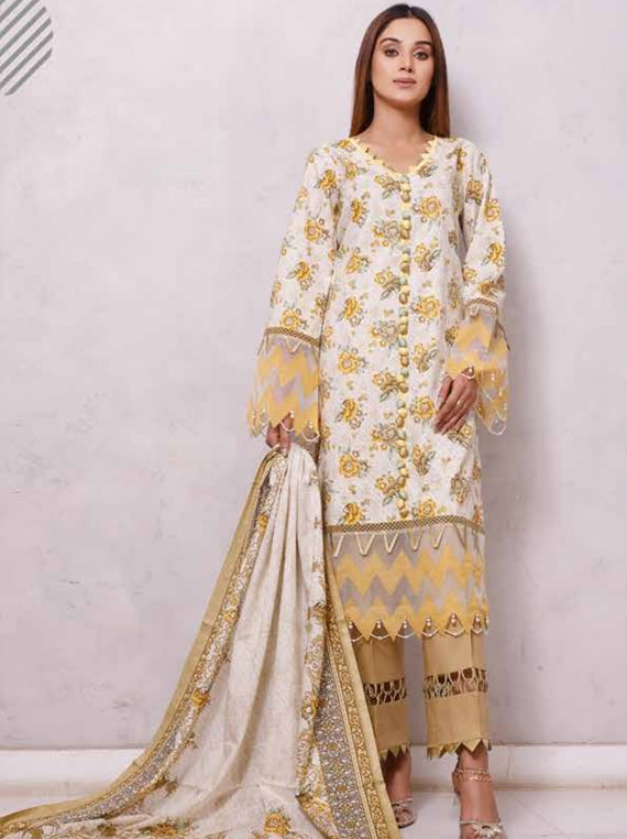Roshni Print Lawn`22 D#905 Golden