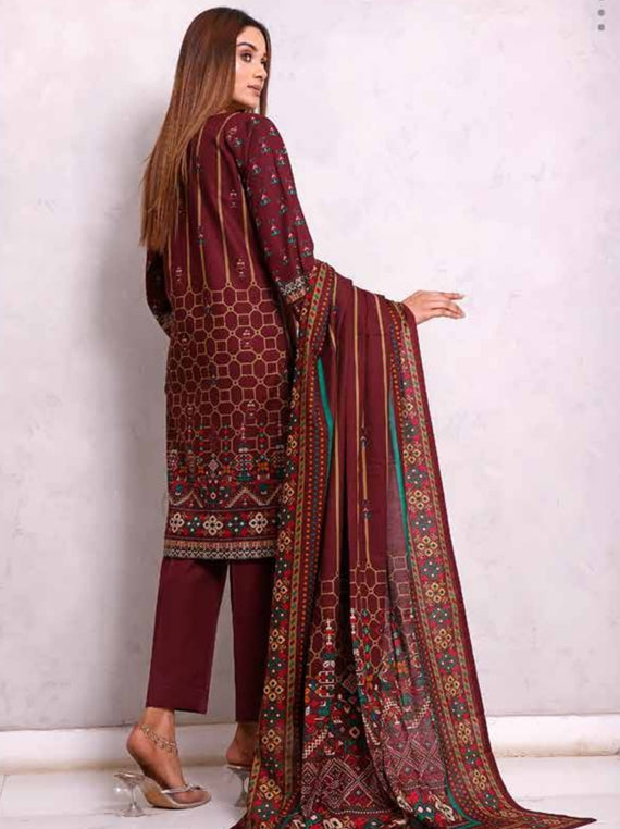 Roshni Print Lawn`22 D#910 Maroon