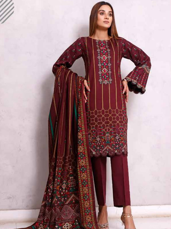 Roshni Print Lawn`22 D#910 Maroon