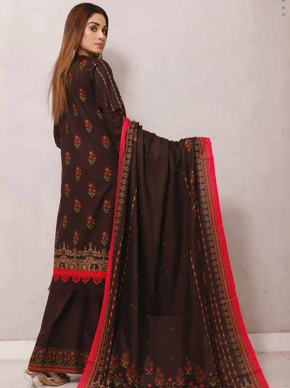 Roshni Print Lawn`22 D#916 Chocolate