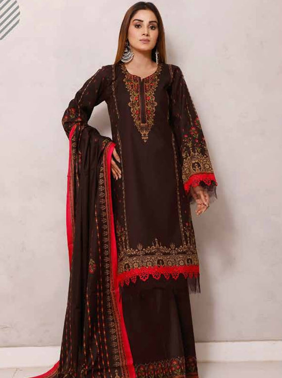 Roshni Print Lawn`22 D#916 Chocolate