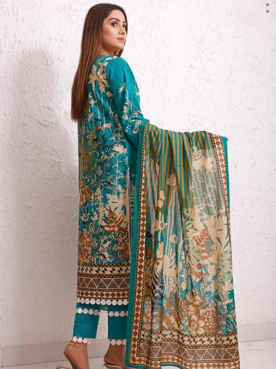 Roshni Print Lawn`22 D#917 Sea Green