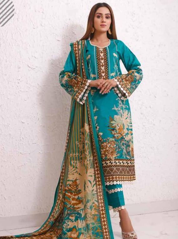 Roshni Print Lawn`22 D#917 Sea Green
