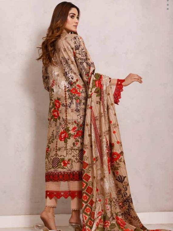 Roshni Print Lawn`22 D#921 Brown