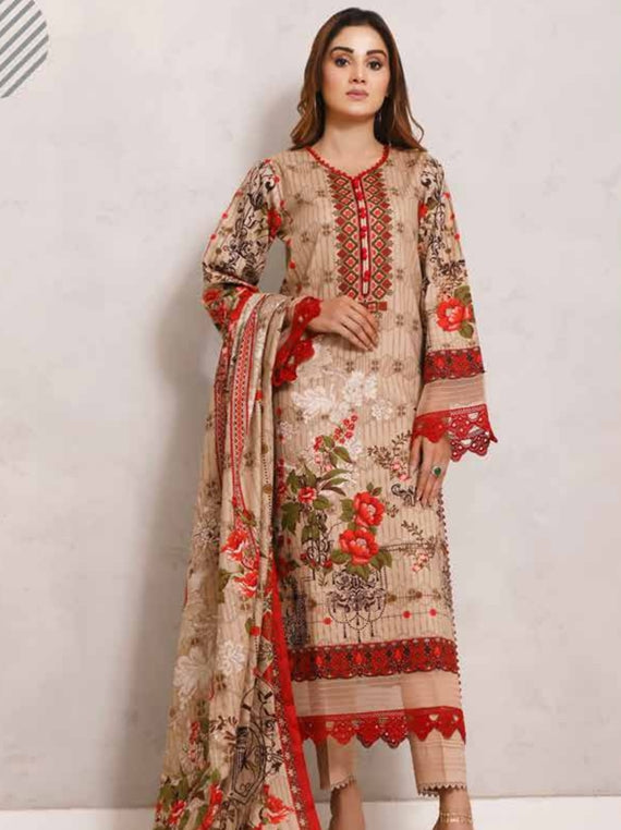 Roshni Print Lawn`22 D#921 Brown