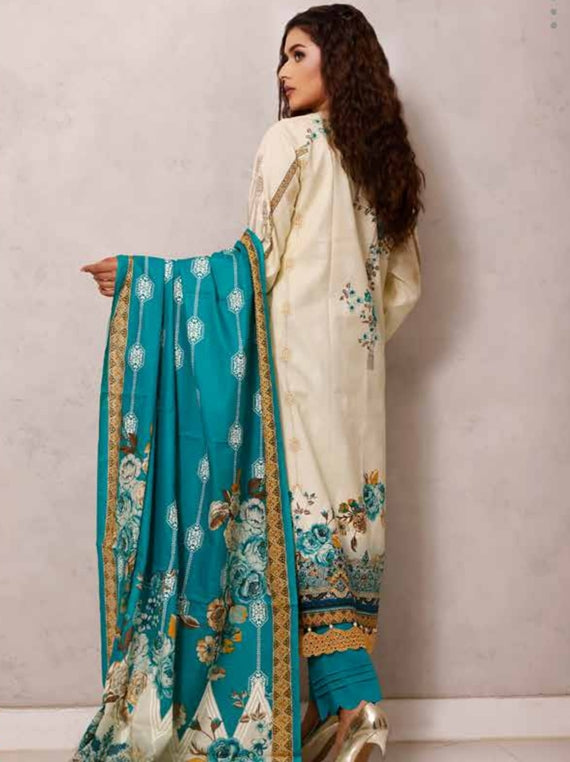 Roshni Print Lawn`22 D#923 Sea Green