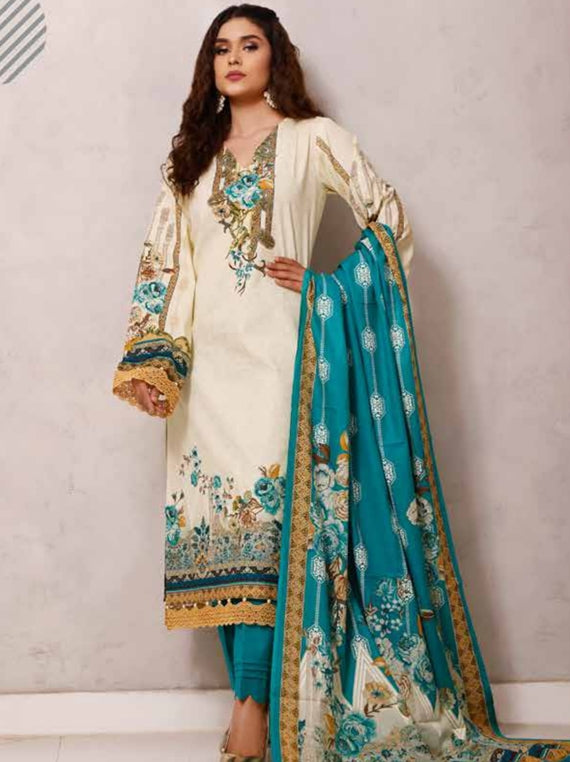 Roshni Print Lawn`22 D#923 Sea Green