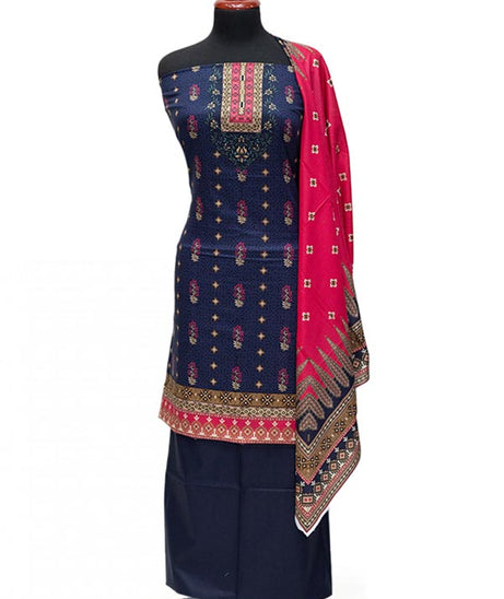 Rung Jaa Digital Print Lawn`24 D#24009 Nevy Blue