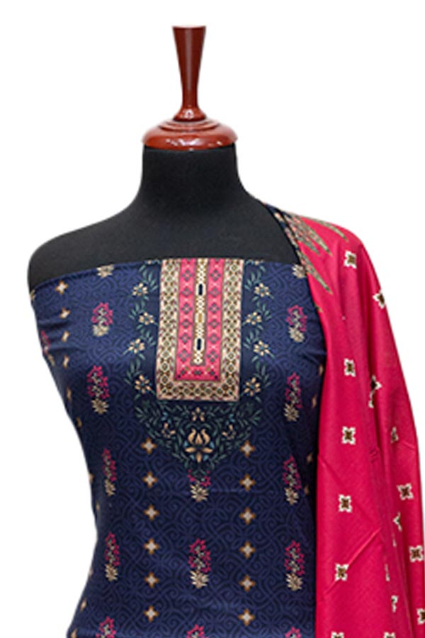 Rung Jaa Digital Print Lawn`24 D#24009 Nevy Blue