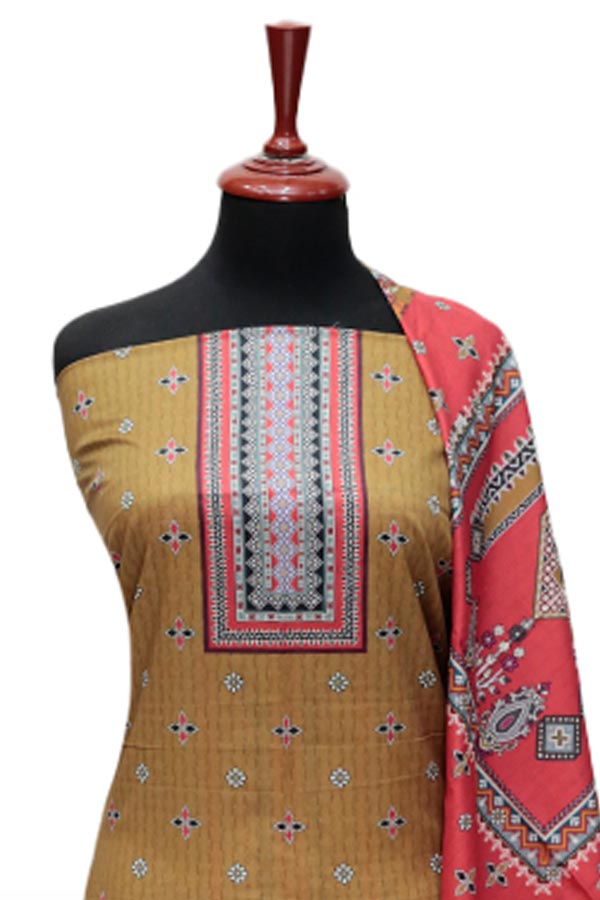 Rung Jaa Digital Print Lawn`24 D#24010 Camel