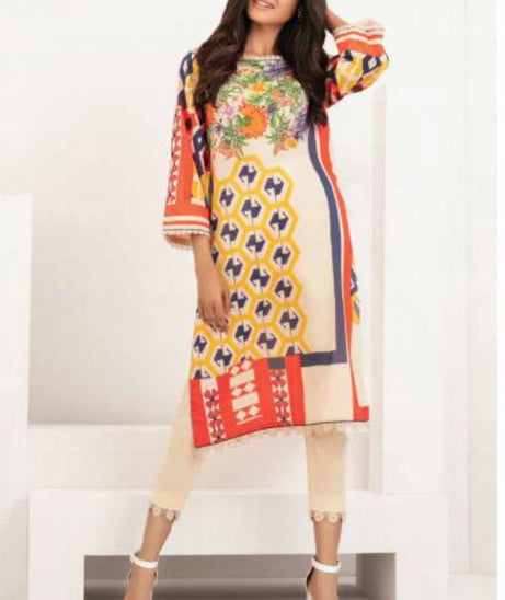 Al Karam S/S Lawn'21 SS # 21   V # 2  Cream