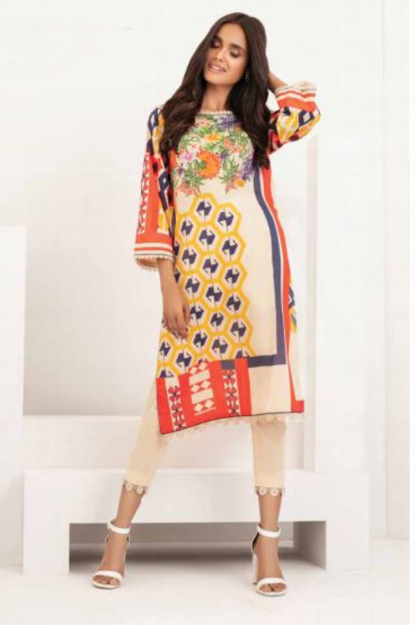 Al Karam S/S Lawn'21 SS # 21   V # 2  Cream
