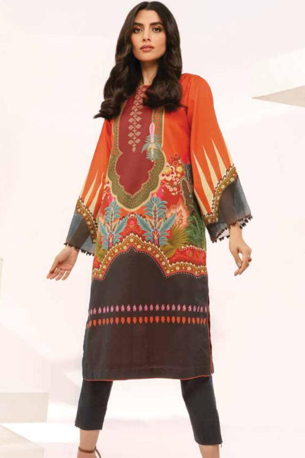 Al Karam S/S Lawn Shirt'21 SS # 24   V # 2 Peach