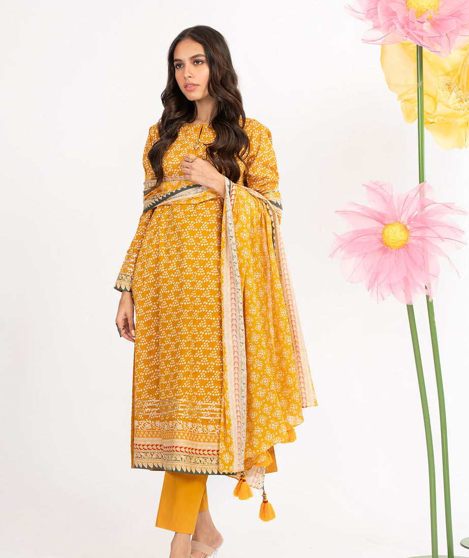 Al-Karam S/S Lawn`23 SS#7.1 Mustard