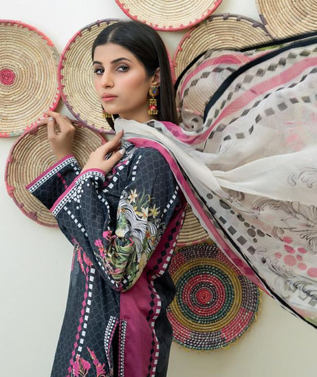 Salina Digital print Lawn`22 Black