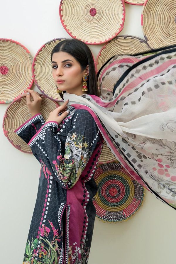 Salina Digital print Lawn`22 Black