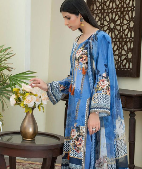 Salina Digital print Lawn`22 Blue