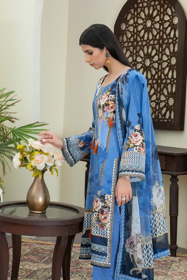 Salina Digital print Lawn`22 Blue