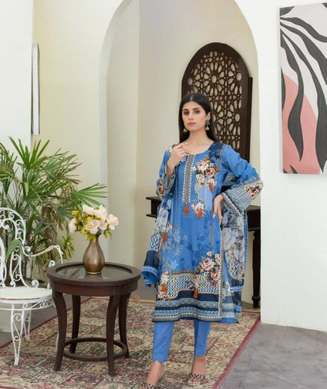 Salina Digital print Lawn`22 Blue
