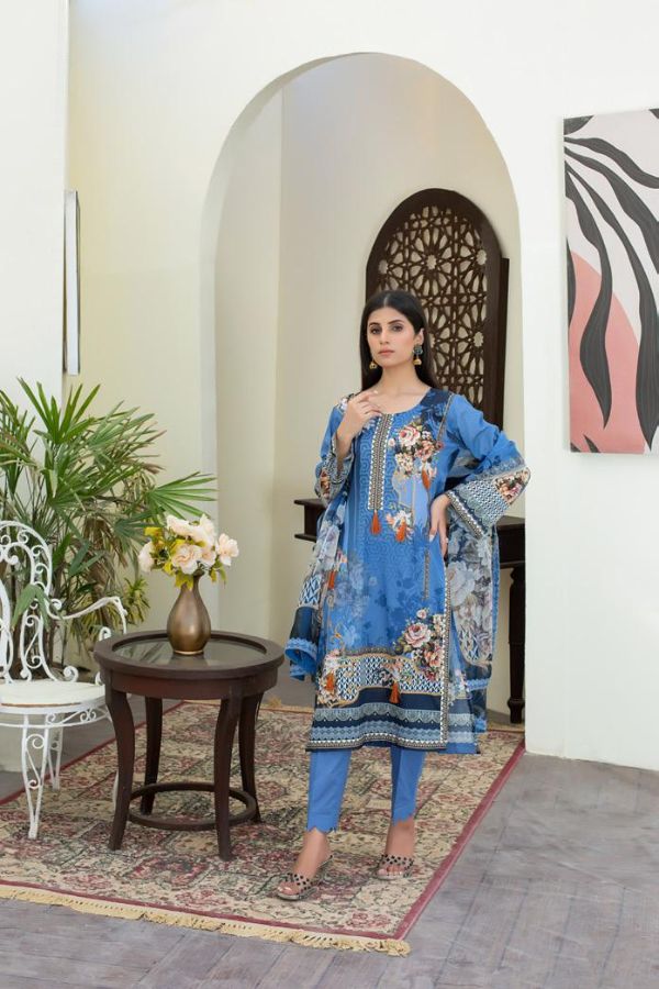 Salina Digital print Lawn`22 Blue