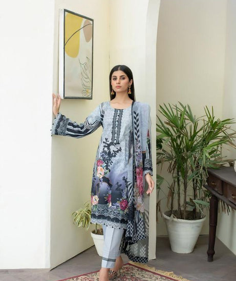 Salina Digital print Lawn`22 Grey