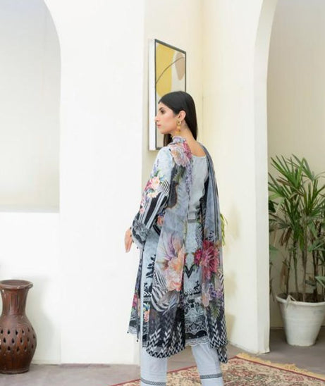 Salina Digital print Lawn`22 Grey
