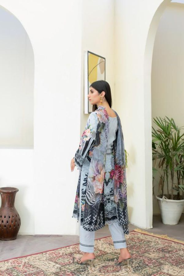 Salina Digital print Lawn`22 Grey